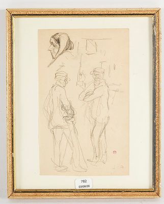 un dessin représentant deux hommes debout l'un à côté de l'autre