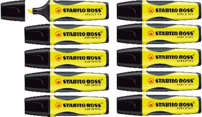 Lot de 10 - STABILO - Surligneurs BOSS EXECUTIVE - Jaune flu…