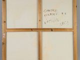 an image of a painting of a window with writing on it