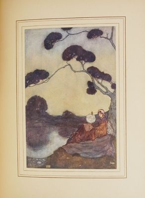 a picture of a picture of a man sitting under a tree