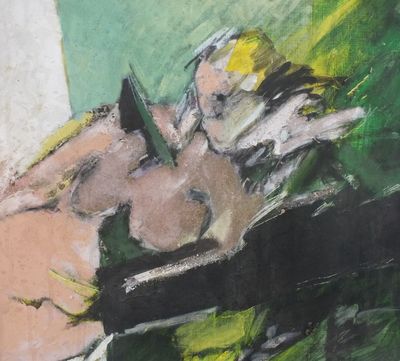 un tableau représentant un homme allongé sur un canapé