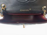 chanel black and red leather handbag with gold hardware