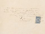 a piece of paper with writing on it and a stamp on it