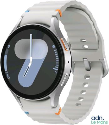 a smart watch with a white band on a white background