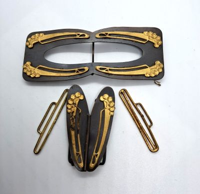 Ensemble de BOUCLES de CEINTURE Art Nouveau en cuivre noirci…