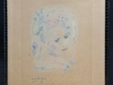 an image of a drawing of a woman ' s face in a black frame