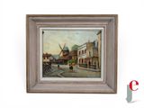 une image représentant une peinture d'une scène de rue avec un moulin à vent en arrière-plan