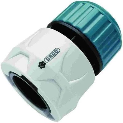 un raccord de tuyau blanc et bleu avec un embout vert