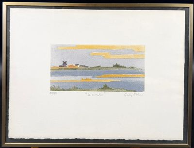 une image représentant un tableau d'un phare situé sur une petite île