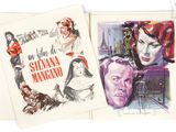 deux affiches de cinéma vintage représentant une femme et un homme sur fond blanc
