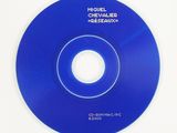 blue cd disc with white label on white surface with white background