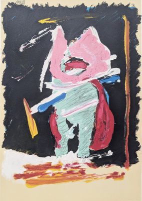 une image représentant un tableau d'un chat avec une brosse à dents dans la bouche