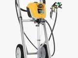 a close up of a yellow and black sprayer on a white background