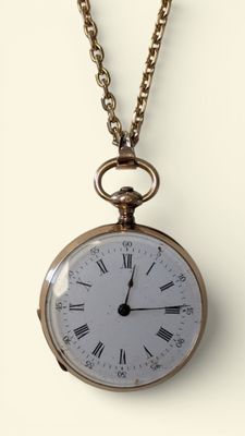 Montre de col en or jaune 18K (750/°°) à double boitier or. …