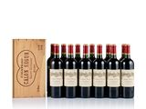 a group of six bottles of wine in a wooden box