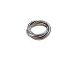 a close up of a silver ring on a white background