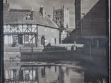 a black and white photo of a picture of england on the wall