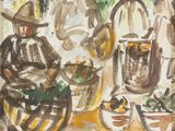 an image of a painting of a group of people sitting around a table