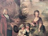 a painting of a woman and two children sitting on the ground