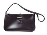 brown leather purse with a metal clasp on a white background
