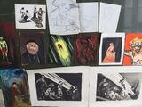 many different pictures of a man on the wall