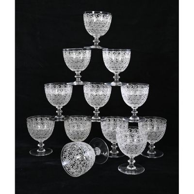 a set of twelve cut glass goblets and cups