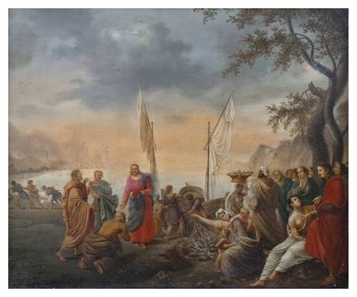 an image of a painting of a group of people in a field