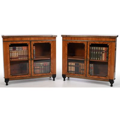 RARE PAIRE DE VITRINES A HAUTEUR D’APPUI LOUIS XVI en placag… - Photo 1