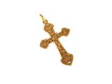 an image of a gold cross pendant on a white background