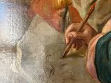 an image of a painting of a man writing on a piece of paper