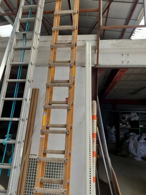 a ladder that is leaning up against the wall