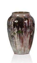 two vases sitting next to each other on a white surface