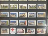 a large collection of stamps from around the world on display