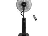an image of a black fan with a remote control on a white background
