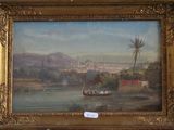 une image d'un tableau représentant un bateau sur l'eau