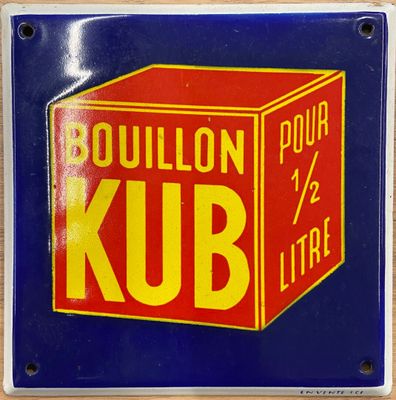 une image représentant un panneau bleu et jaune sur lequel figure un cadre rouge
