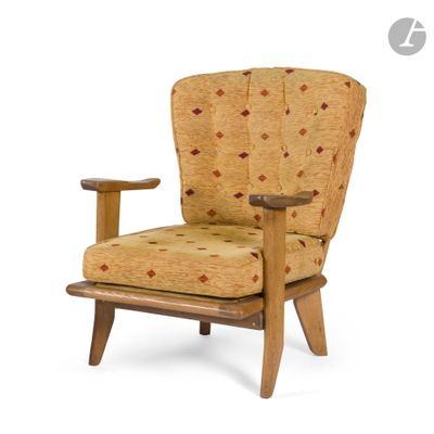 an image of a chair with a wooden frame and a patterned upholstered seat
