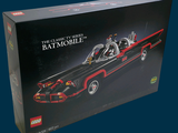 lego batman batmobile set in a box on a blue background