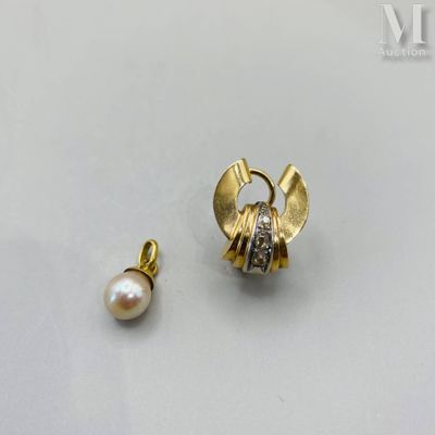 Boucle et pendentif or Ensemble en or jaune 18k (750 millièm… - Photo 1