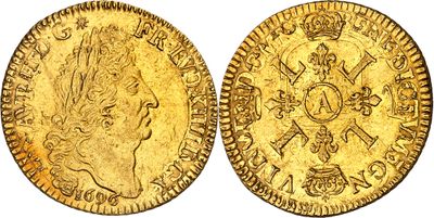 une pièce d'or avec une couronne au recto et une couronne au verso