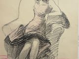 an image of a drawing of a woman sitting on a chair