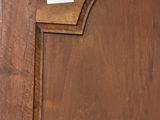 a wooden door with a sticker on it
