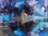 une peinture à l'huile représentant une femme tenant un pistolet à la main