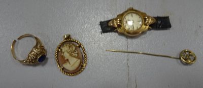 plusieurs bijoux, dont une montre, une broche et une épingle