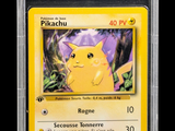 a close up of a pokemon card with a yellow background