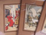 three pictures of a man and a woman in a room