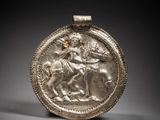 l'image d'une pièce d'argent représentant un homme à cheval