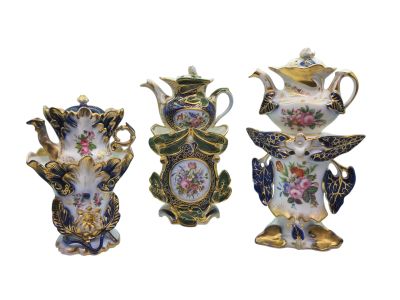 three different types of teapots are shown on a white background