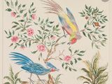 une image représentant un tableau où l'on voit deux oiseaux perchés sur un arbre