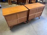 pair of mid century style dressers with matching doors and drawers